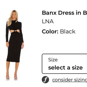 LNA Black Cutout Midi Dress with Ring Detail
